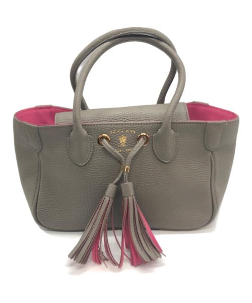 A.D.M.J.（エーディーエムジェイ）A.D.M.J. (エーディーエムジェイ) シュリンクレザータッセルミニハンドバッグ グレーの古着・服飾アイテム