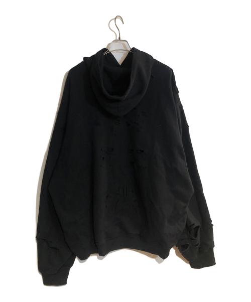 BALENCIAGA（バレンシアガ）BALENCIAGA (バレンシアガ) デストロイ加工プルオーバーパーカー ブラック サイズ:XLの古着・服飾アイテム