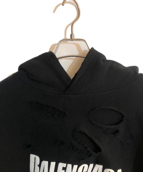 BALENCIAGA（バレンシアガ）BALENCIAGA (バレンシアガ) デストロイ加工プルオーバーパーカー ブラック サイズ:XLの古着・服飾アイテム
