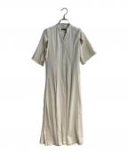 anuansアニュアンス）の古着「スキッパーネックスリットスリーブフレアワンピース」｜ホワイト