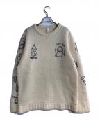 NADA.ナダ）の古着「GG Allin tattoo pattern hand embroidery mohair knit」｜ベージュ