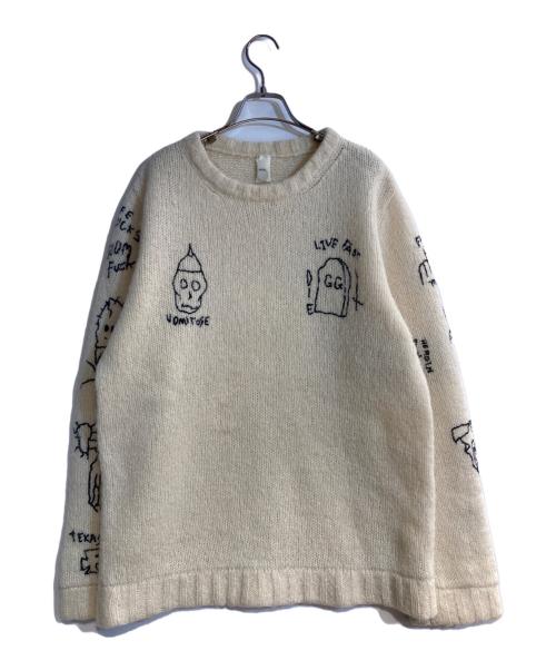 NADA.（ナダ）NADA. (ナダ) GG Allin tattoo pattern hand embroidery mohair knit ベージュ サイズ:2の古着・服飾アイテム