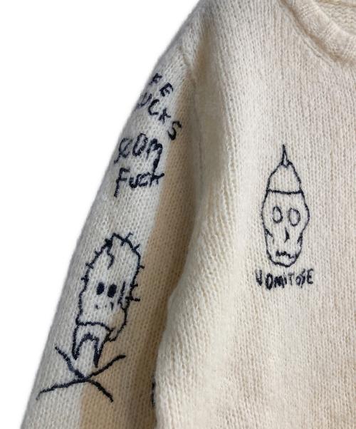 NADA.（ナダ）NADA. (ナダ) GG Allin tattoo pattern hand embroidery mohair knit ベージュ サイズ:2の古着・服飾アイテム