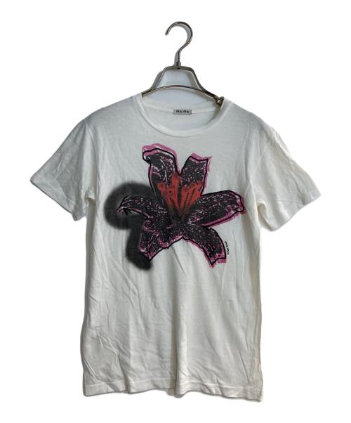 MIU MIU（ミュウミュウ）MIU MIU (ミュウミュウ) フラワープリントカットソー ホワイト サイズ:Sの古着・服飾アイテム