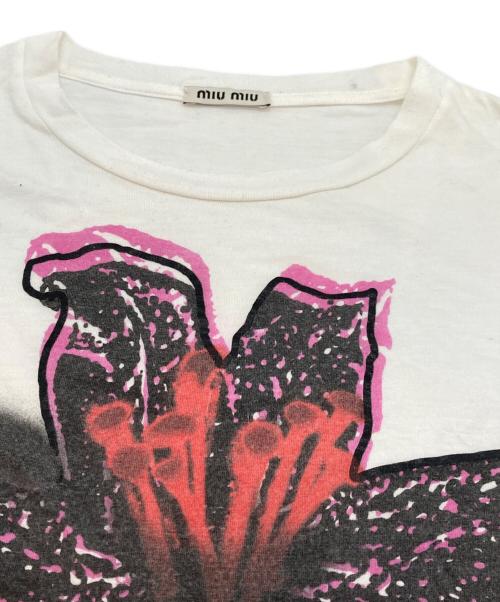 MIU MIU（ミュウミュウ）MIU MIU (ミュウミュウ) フラワープリントカットソー ホワイト サイズ:Sの古着・服飾アイテム