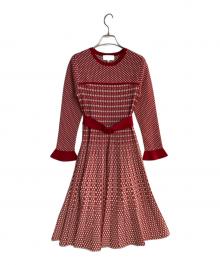 EPOCA STORIA（エポカ ストリア）の古着「ジオメトリックパターン ニットワンピース」｜レッド