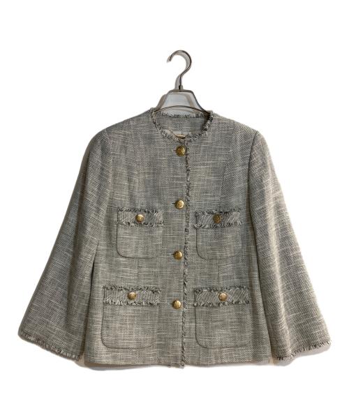 allureville（アルアバイル）allureville (アルアバイル) スラブツイードクルーショートコート グレー サイズ:2の古着・服飾アイテム