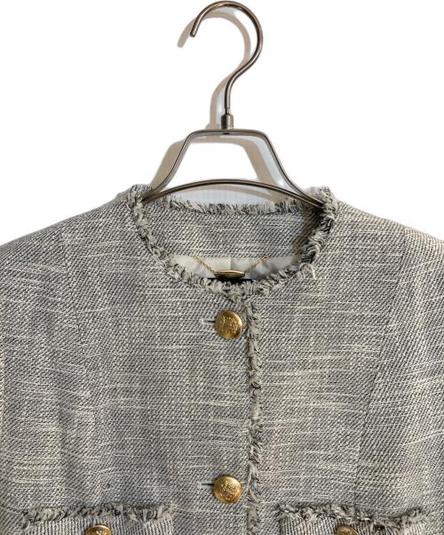 allureville（アルアバイル）allureville (アルアバイル) スラブツイードクルーショートコート グレー サイズ:2の古着・服飾アイテム