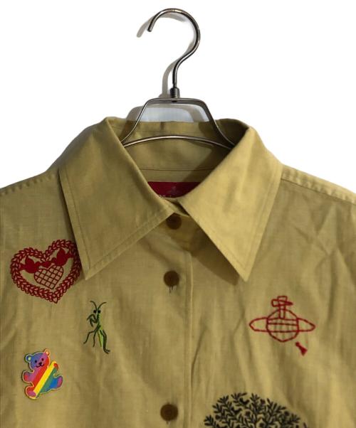 Vivienne Westwood RED LABEL（ヴィヴィアンウエストウッドレッドレーベル）Vivienne Westwood RED LABEL (ヴィヴィアンウエストウッドレッドレーベル) オーブステッチ刺繍5分袖シャツワンピース ベージュ サイズ:00の古着・服飾アイテム