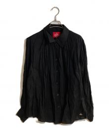 Vivienne Westwood RED LABEL（ヴィヴィアンウエストウッドレッドレーベル）の古着「レーヨンリネンオーブ刺繍シャツ」｜ブラック