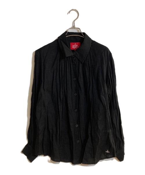 Vivienne Westwood RED LABEL（ヴィヴィアンウエストウッドレッドレーベル）Vivienne Westwood RED LABEL (ヴィヴィアンウエストウッドレッドレーベル) レーヨンリネンオーブ刺繍シャツ ブラック サイズ:00の古着・服飾アイテム
