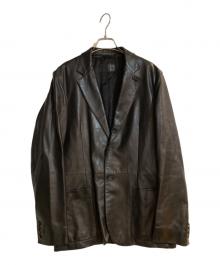 PRADA（プラダ）の古着「レザーテーラードジャケット」｜ブラック