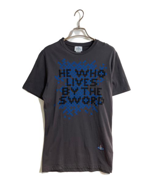 Vivienne Westwood man（ヴィヴィアン ウェストウッド マン）Vivienne Westwood man (ヴィヴィアン ウェストウッド マン) ブルードットプリントオーブ刺繍Tシャツ グレー サイズ:Sの古着・服飾アイテム