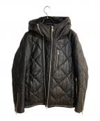 NO ID.ノーアイディー）の古着「シープレザー2WAYパデッドフーデッドブルゾン」｜ブラック