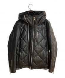 NO ID.（ノーアイディー）の古着「シープレザー2WAYパデッドフーデッドブルゾン」｜ブラック