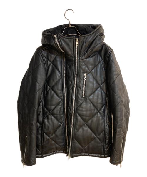 NO ID.（ノーアイディー）NO ID. (ノーアイディー) シープレザー2WAYパデッドフーデッドブルゾン ブラック サイズ:2の古着・服飾アイテム