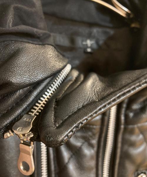 NO ID.（ノーアイディー）NO ID. (ノーアイディー) シープレザー2WAYパデッドフーデッドブルゾン ブラック サイズ:2の古着・服飾アイテム