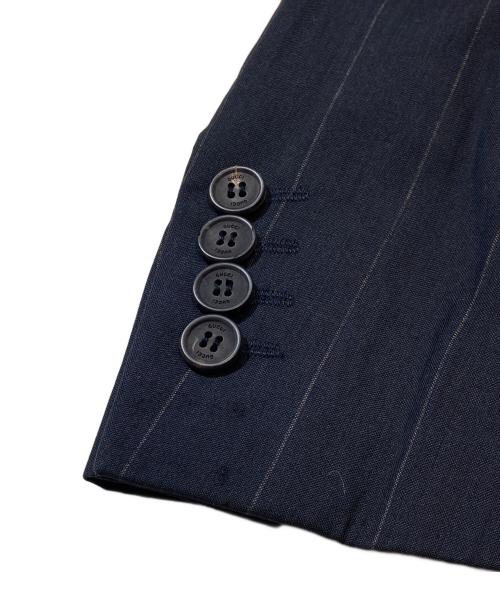 GUCCI（グッチ）GUCCI (グッチ) ストライプテーラードジャケット ネイビー サイズ:50の古着・服飾アイテム