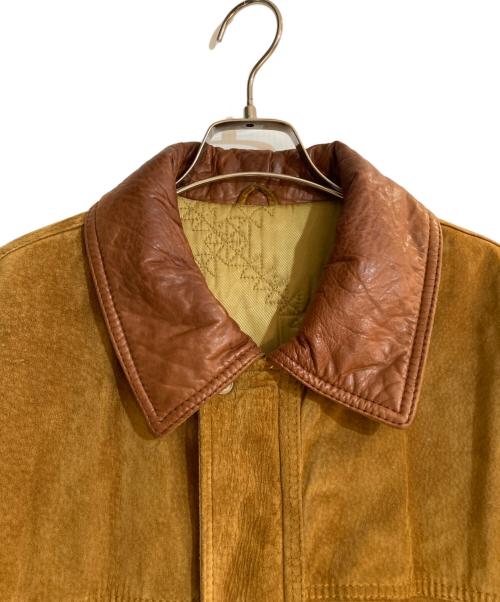 VALENTINO（ヴァレンティノ）VALENTINO (ヴァレンティノ) 襟レザースウェードハンティングジャケット ブラウン サイズ:４8の古着・服飾アイテム