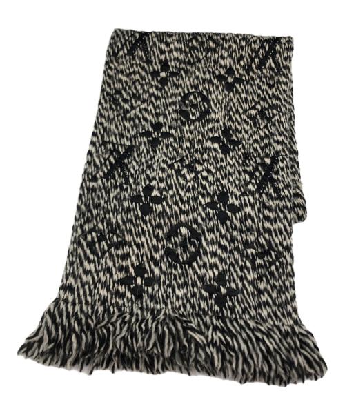 LOUIS VUITTON（ルイ ヴィトン）LOUIS VUITTON (ルイ ヴィトン) エシャルプ・ロゴマニア ミックス ウールシルクマフラー ブラックの古着・服飾アイテム