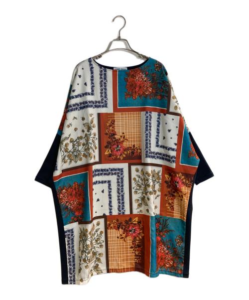 BEARDSLEY（ビアズリー）BEARDSLEY (ビアズリー) スカーフパッチワークプリントワンピース ネイビー サイズ:FREEの古着・服飾アイテム