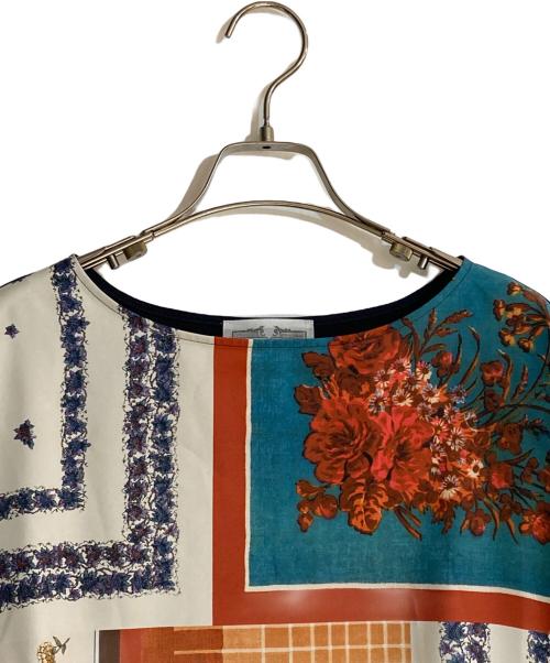 BEARDSLEY（ビアズリー）BEARDSLEY (ビアズリー) スカーフパッチワークプリントワンピース ネイビー サイズ:FREEの古着・服飾アイテム