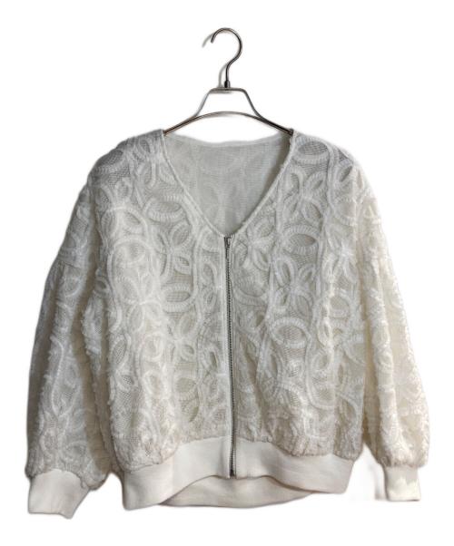 GRACE CONTINENTAL（（グレースコンチネンタル）GRACE CONTINENTAL (（グレースコンチネンタル) シアーメッシュジップアップジャケット ホワイト サイズ:36の古着・服飾アイテム