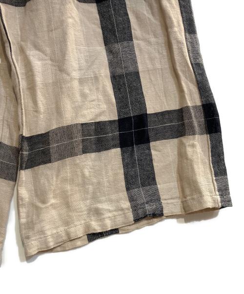 BEARDSLEY（ビアズリー）BEARDSLEY (ビアズリー) リネンチェックウエストリブパンツ ベージュ サイズ:2の古着・服飾アイテム
