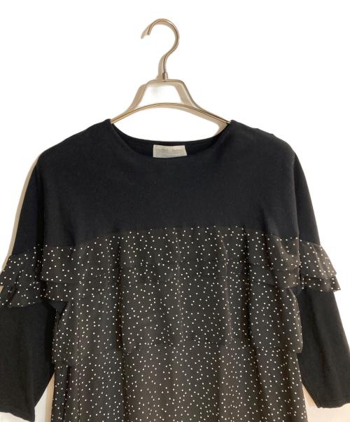 BEARDSLEY（ビアズリー）BEARDSLEY (ビアズリー) ドットフリルニットドッキングワンピース ブラック サイズ:FREEの古着・服飾アイテム