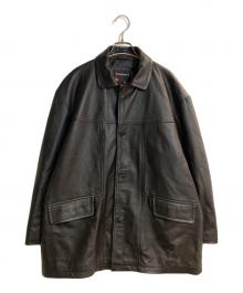 TOWN CRAFT（タウンクラフト）の古着「LEATHER BBP CAR COAT」｜ブラック