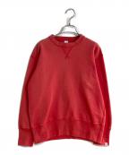 BEAMS PLUS×LOOPWHEELERビームスプラス×ループウィラー）の古着「vガゼットクルーネックスウェット」｜レッド