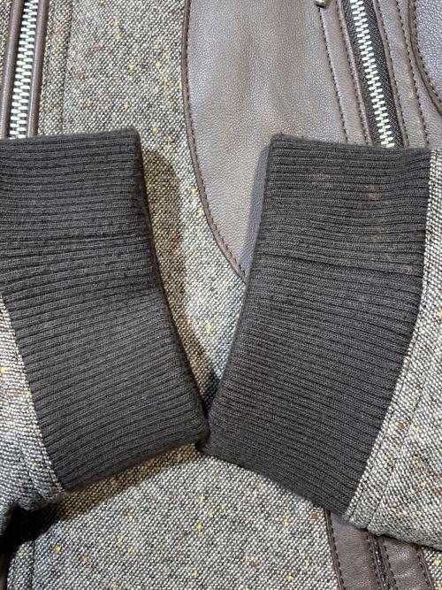 BURBERRY BLACK LABEL（バーバリーブラックレーベル）BURBERRY BLACK LABEL (バーバリーブラックレーベル) ツイード×ラムレザーコンビフライトジャケット ブラウン サイズ:Ｍの古着・服飾アイテム