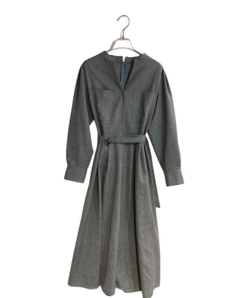 allureville（アルアバイル）allureville (アルアバイル) スタンドカラータックワンピース グレー サイズ:2の古着・服飾アイテム