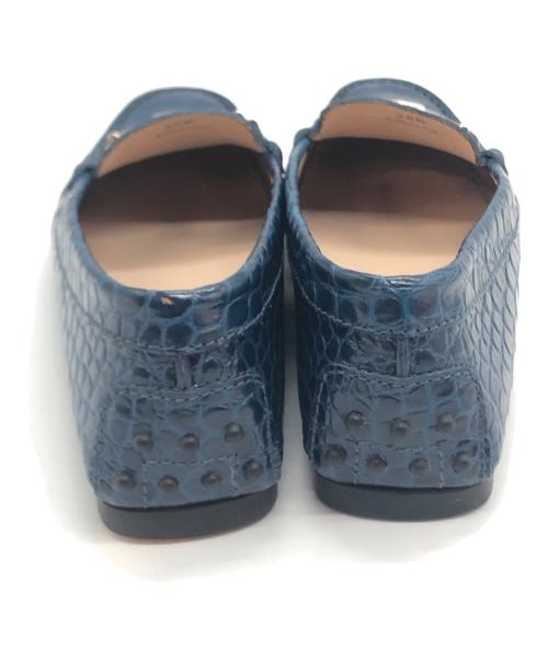 TOD'S（トッズ）TOD'S (トッズ) ダブルT 型押しドライビングシューズ ブルー サイズ:SIZE 36.5の古着・服飾アイテム
