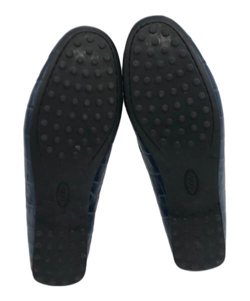 TOD'S（トッズ）TOD'S (トッズ) ダブルT 型押しドライビングシューズ ブルー サイズ:SIZE 36.5の古着・服飾アイテム