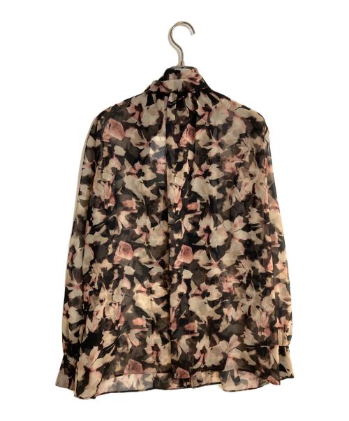 theory（セオリー）theory (セオリー) フローラルマーブルプリントキラブラウス ブラック サイズ:Ｍ 未使用品の古着・服飾アイテム