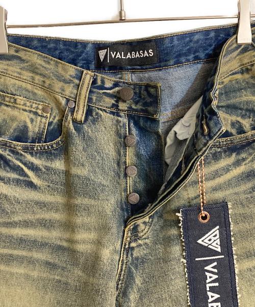 VALABASAS（バラバサス）VALABASAS (バラバサス) グランジ加工バギーデニムパンツ インディゴ サイズ:Ｗ32の古着・服飾アイテム