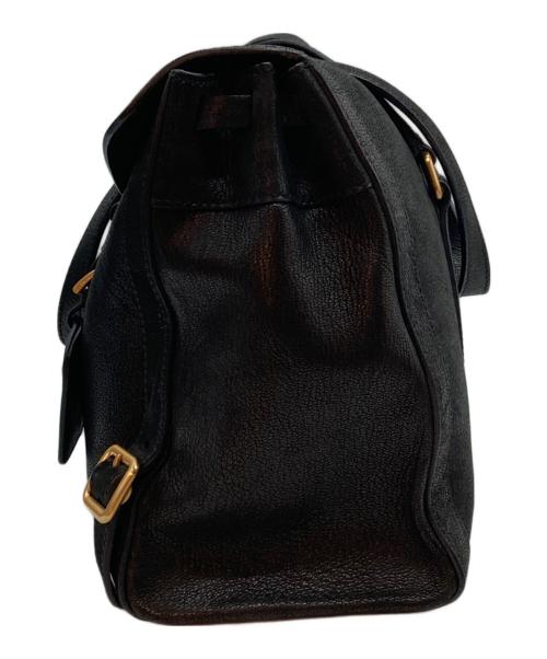 PRADA（プラダ）PRADA (プラダ) アンティーク加工 バックルレザーバッグ ブラックの古着・服飾アイテム