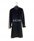 GUCCIグッチ）の古着「レザー切替スタンドカラーコート」｜ブラック