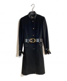 GUCCI（グッチ）の古着「レザー切替スタンドカラーコート」｜ブラック