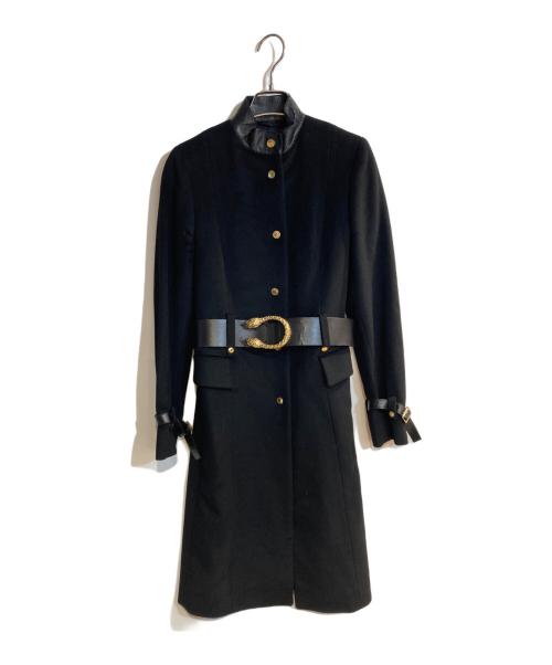 GUCCI（グッチ）GUCCI (グッチ) レザー切替スタンドカラーコート ブラック サイズ:Ｍの古着・服飾アイテム