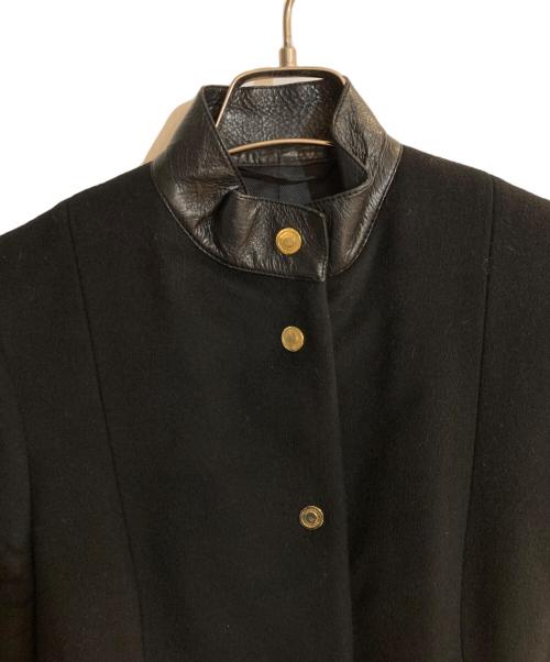 GUCCI（グッチ）GUCCI (グッチ) レザー切替スタンドカラーコート ブラック サイズ:Ｍの古着・服飾アイテム