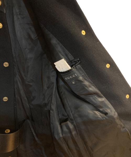 GUCCI（グッチ）GUCCI (グッチ) レザー切替スタンドカラーコート ブラック サイズ:Ｍの古着・服飾アイテム