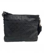 COACHコーチ）の古着「オプアートレザーショルダーバッグ」｜ブラック