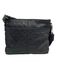 COACH（コーチ）の古着「オプアートレザーショルダーバッグ」｜ブラック