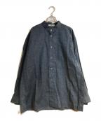 ISSEY MIYAKE PERMANENTEイッセイミヤケ ペルマネンテ）の古着「ムラ染めバンドカラーシャツ」｜ネイビー