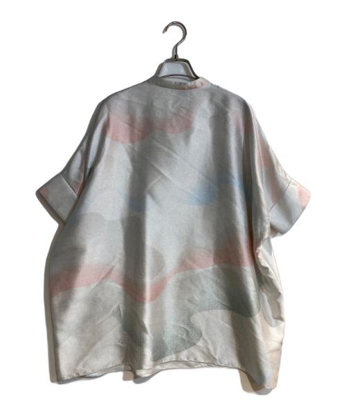 GIORGIO ARMANI（ジョルジョアルマーニ）GIORGIO ARMANI (ジョルジョアルマーニ) ドルマンシルクマーブルプリントブラウス グレー サイズ:38の古着・服飾アイテム