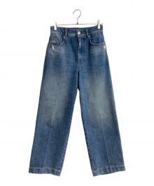 SPORT MAX（スポーツマックス）の古着「センタークリースバギーデニムパンツ」｜ブルー