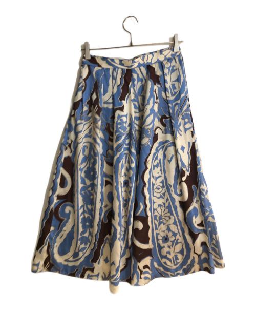 ANAYI（アナイ）ANAYI (アナイ) ペイズリープリントタック スカート ブルー サイズ:38の古着・服飾アイテム