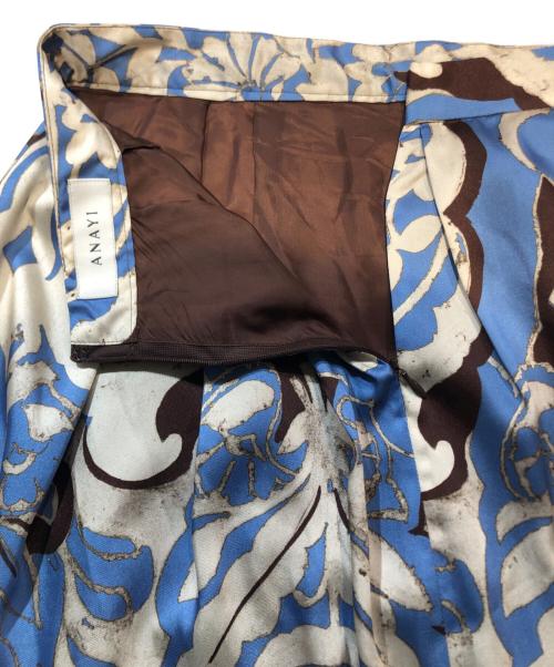 ANAYI（アナイ）ANAYI (アナイ) ペイズリープリントタック スカート ブルー サイズ:38の古着・服飾アイテム